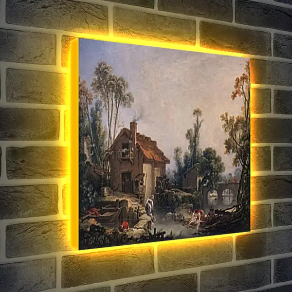 Лайтбокс световая панель - Landscape with Watermill. Франсуа Буше Лайтбокс световая панель - Landscape with Watermill. Франсуа Буше