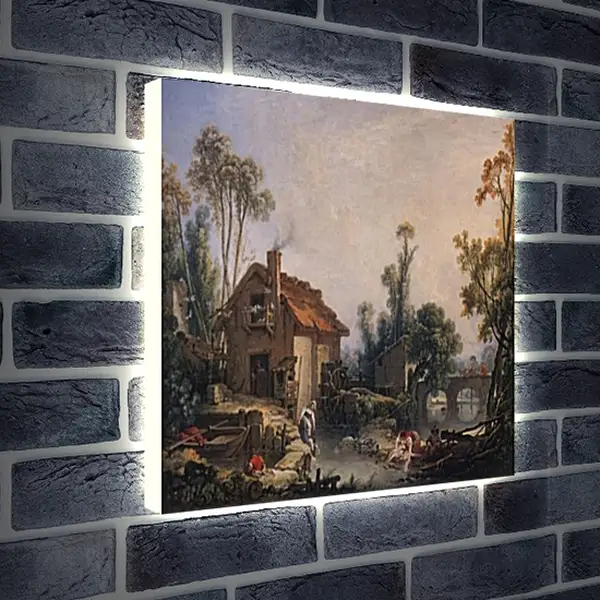 Лайтбокс световая панель - Landscape with Watermill. Франсуа Буше Лайтбокс световая панель - Landscape with Watermill. Франсуа Буше