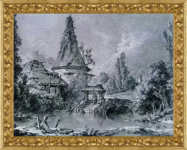 Картина в раме - Landscape near Beauvais 1. Франсуа Буше Картина в раме - Landscape near Beauvais 1. Франсуа Буше