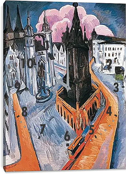 Часы картина - The Red Tower in Halle. Эрнст Людвиг Кирхнер Часы картина - The Red Tower in Halle. Эрнст Людвиг Кирхнер