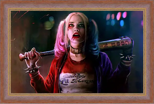Картина в раме - Харли Квинн (Harley Quinn) с битой Картина в раме - Харли Квинн (Harley Quinn) с битой