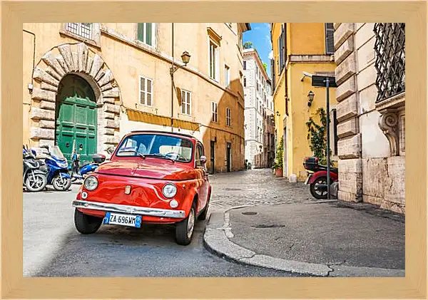 Картина в раме - Fiat Nuova 500 на улице Рима Картина в раме - Fiat Nuova 500 на улице Рима