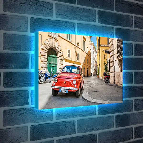 Лайтбокс световая панель - Fiat Nuova 500 на улице Рима Лайтбокс световая панель - Fiat Nuova 500 на улице Рима