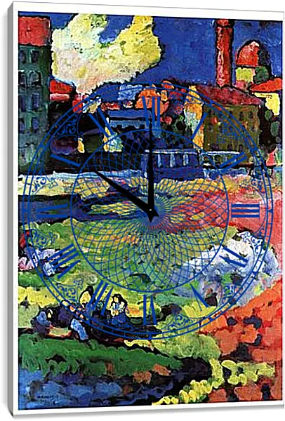 Часы картина - Мюнхен-Швабинг с церковью Урсулы. Кандинский Василий Часы картина - Мюнхен-Швабинг с церковью Урсулы. Кандинский Василий