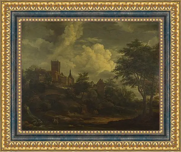 Картина в раме - A Castle on a Hill by a River. Якоб ван Рейсдал Картина в раме - A Castle on a Hill by a River. Якоб ван Рейсдал