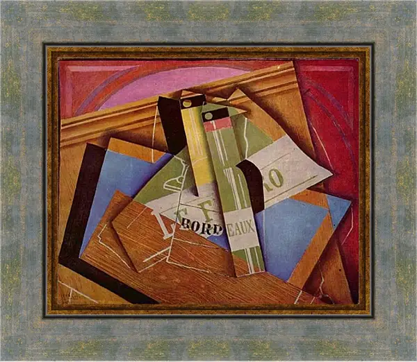 Картина в раме - Stilleben mit Bordeuauxflasche. Хуан Грис Картина в раме - Stilleben mit Bordeuauxflasche. Хуан Грис