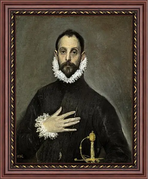 Картина в раме - The Nobleman with his Hand on his Chest. Эль Греко Картина в раме - The Nobleman with his Hand on his Chest. Эль Греко