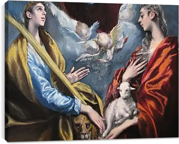 Постер на подрамнике - Madonna and Child With Saint Martina and Saint Agnes. Эль Греко Постер на подрамнике - Madonna and Child With Saint Martina and Saint Agnes. Эль Греко
