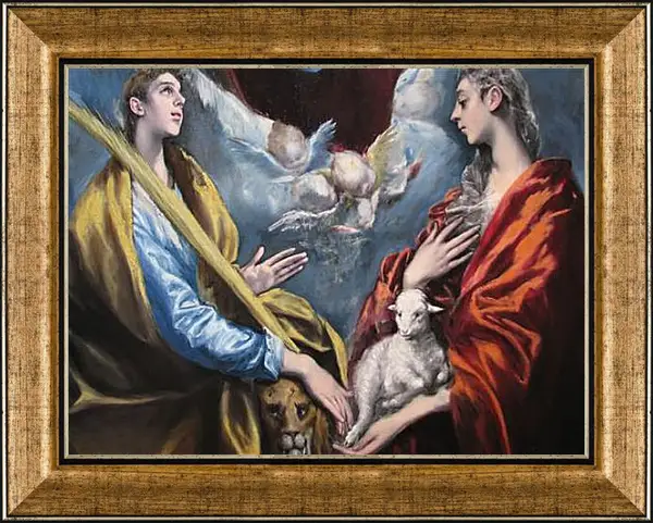 Картина в раме - Madonna and Child With Saint Martina and Saint Agnes. Эль Греко Картина в раме - Madonna and Child With Saint Martina and Saint Agnes. Эль Греко