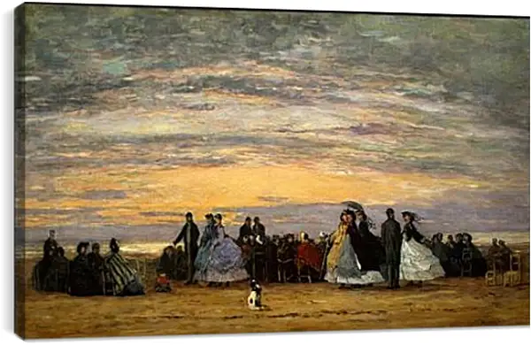 Постер на подрамнике - The Beach at Villerville. Эжен Буден Постер на подрамнике - The Beach at Villerville. Эжен Буден