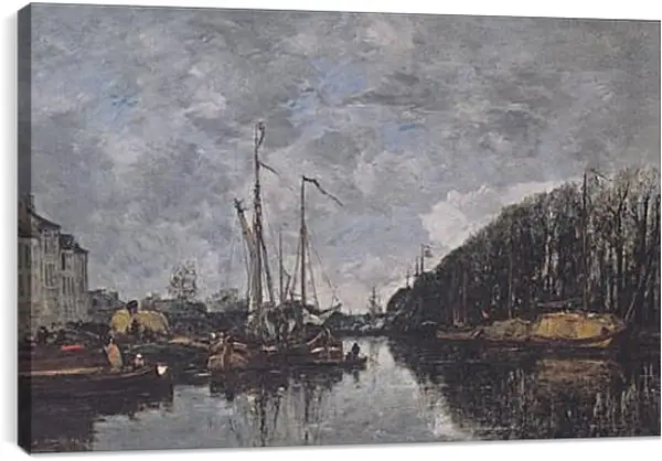 Постер на подрамнике - Kanal an der Allee Verte in Brussel. Эжен Буден Постер на подрамнике - Kanal an der Allee Verte in Brussel. Эжен Буден