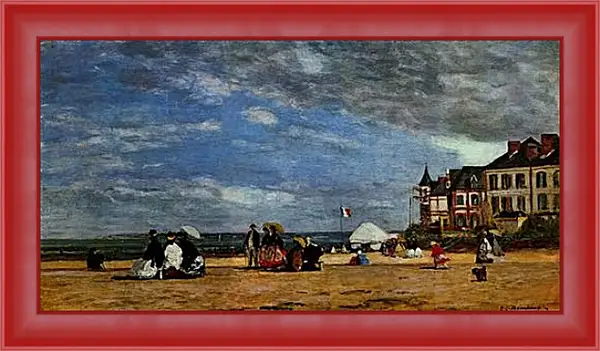 Картина в раме - Der Strand von Trouville. Эжен Буден Картина в раме - Der Strand von Trouville. Эжен Буден