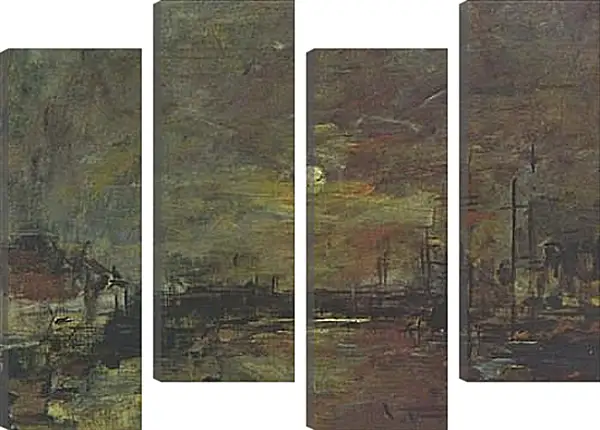 Модульная картина - Abenddammerung uber dem Hafen von Le Havre. Эжен Буден Модульная картина - Abenddammerung uber dem Hafen von Le Havre. Эжен Буден