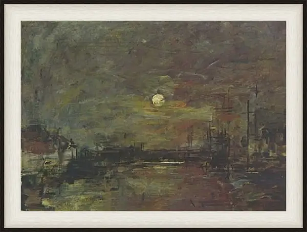 Картина в раме - Abenddammerung uber dem Hafen von Le Havre. Эжен Буден Картина в раме - Abenddammerung uber dem Hafen von Le Havre. Эжен Буден