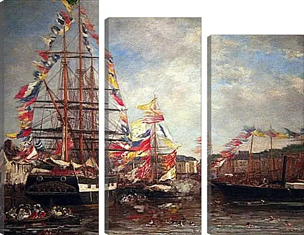 Модульная картина - Festival in the Harbor of Honfleur. Эжен Буден Модульная картина - Festival in the Harbor of Honfleur. Эжен Буден