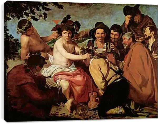 Постер на подрамнике - Los Borrachos. Диего Веласкес Постер на подрамнике - Los Borrachos. Диего Веласкес