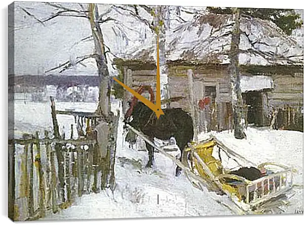 Часы картина - Зимой. Коровин Константин Часы картина - Зимой. Коровин Константин