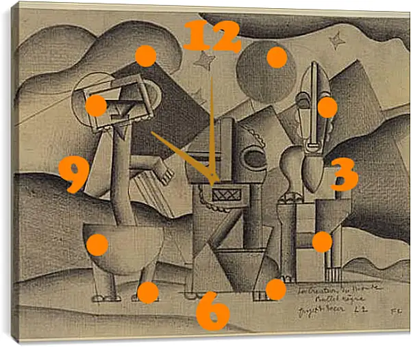 Часы картина - The Creation of the World, design for the scenery. Фернан Леже Часы картина - The Creation of the World, design for the scenery. Фернан Леже