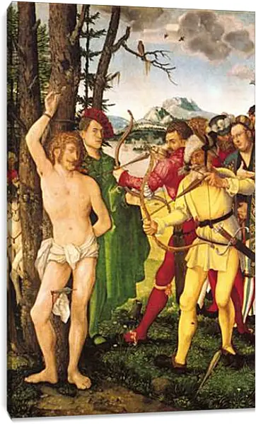 Постер на подрамнике - Sebastiansaltar, Mitteltafel (Szene. Ханс Бальдунг Постер на подрамнике - Sebastiansaltar, Mitteltafel (Szene. Ханс Бальдунг
