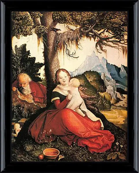 Картина в раме - Hl. Familie im Freien (Ruhe auf der Flucht). Ханс Бальдунг Картина в раме - Hl. Familie im Freien (Ruhe auf der Flucht). Ханс Бальдунг