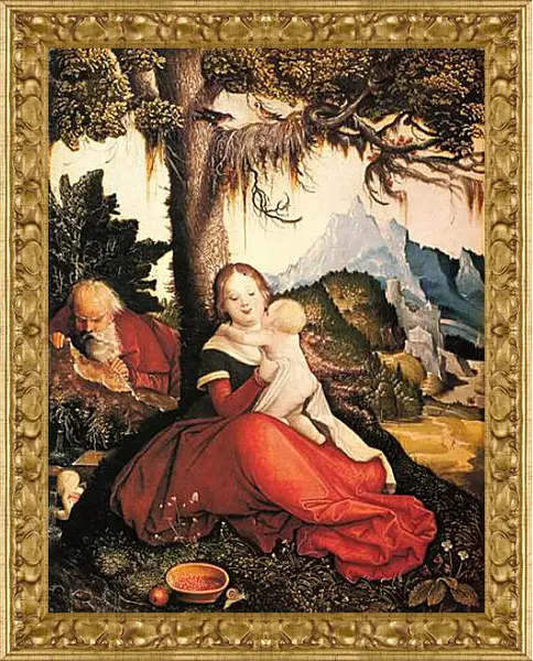 Картина в раме - Hl. Familie im Freien (Ruhe auf der Flucht). Ханс Бальдунг Картина в раме - Hl. Familie im Freien (Ruhe auf der Flucht). Ханс Бальдунг