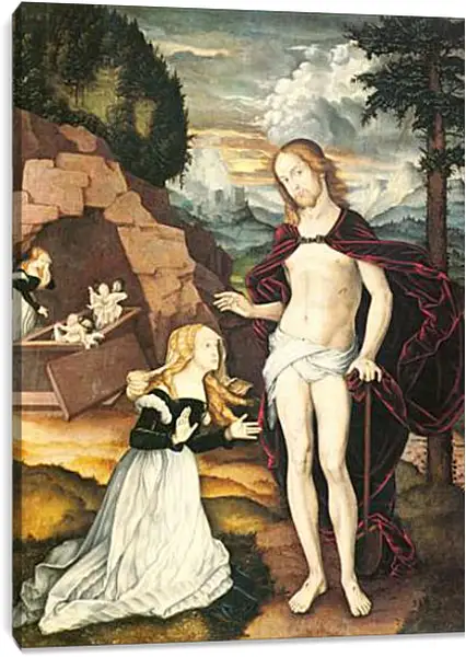 Постер на подрамнике - Christus als Gartner (Noli me tangere). Ханс Бальдунг Постер на подрамнике - Christus als Gartner (Noli me tangere). Ханс Бальдунг