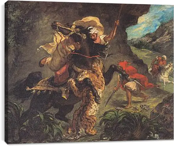 Постер на подрамнике - Tiger Hunt. Эжен Делакруа Постер на подрамнике - Tiger Hunt. Эжен Делакруа