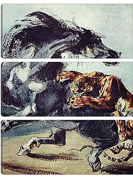 Модульная картина - Tiger greift ein Pferd an. Эжен Делакруа Модульная картина - Tiger greift ein Pferd an. Эжен Делакруа