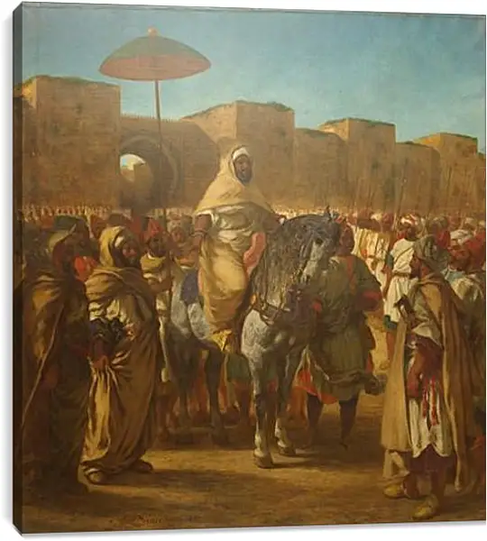Постер на подрамнике - Maulay abd-er-Rahman, sultan du Maroc, sortant de son palais de Maknes, entoure de sa garde et de ses principaux officiers. Эжен Делакруа Постер на подрамнике - Maulay abd-er-Rahman, sultan du Maroc, sortant de son palais de Maknes, entoure de sa garde et de ses principaux officiers. Эжен Делакруа