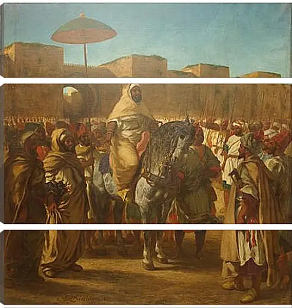 Модульная картина - Maulay abd-er-Rahman, sultan du Maroc, sortant de son palais de Maknes, entoure de sa garde et de ses principaux officiers. Эжен Делакруа Модульная картина - Maulay abd-er-Rahman, sultan du Maroc, sortant de son palais de Maknes, entoure de sa garde et de ses principaux officiers. Эжен Делакруа