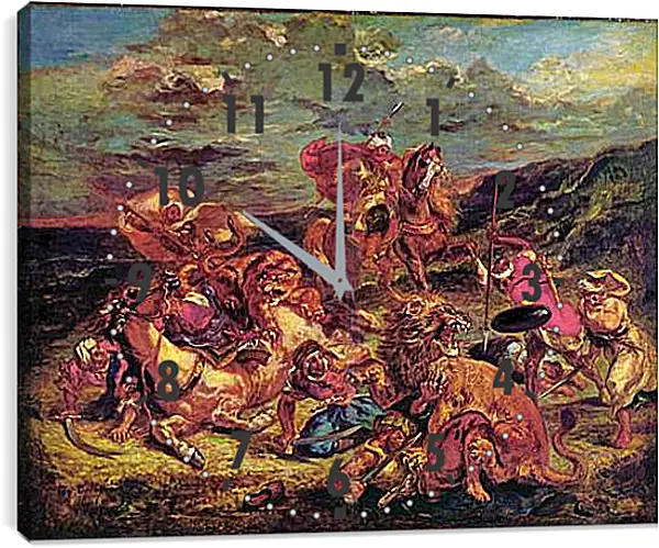 Часы картина - Lowenjagd. Эжен Делакруа Часы картина - Lowenjagd. Эжен Делакруа
