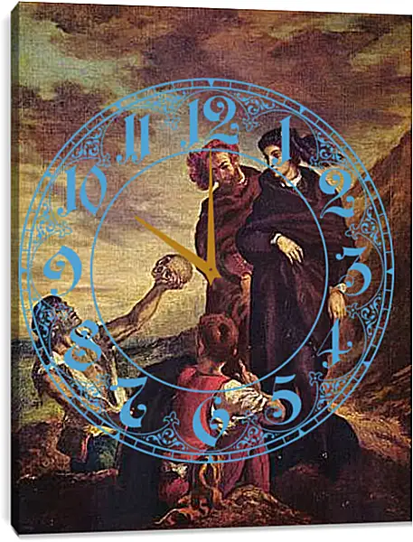 Часы картина - Hamlet und Horatio auf dem Friedhof. Эжен Делакруа Часы картина - Hamlet und Horatio auf dem Friedhof. Эжен Делакруа
