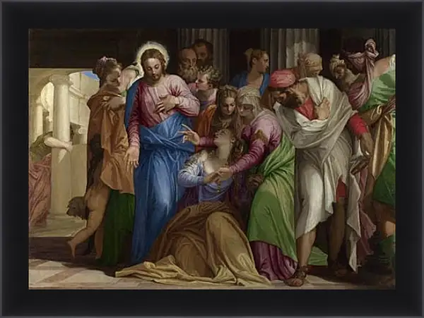 Картина в раме - Christ addressing a Kneeling Woman. Паоло Веронезе Картина в раме - Christ addressing a Kneeling Woman. Паоло Веронезе