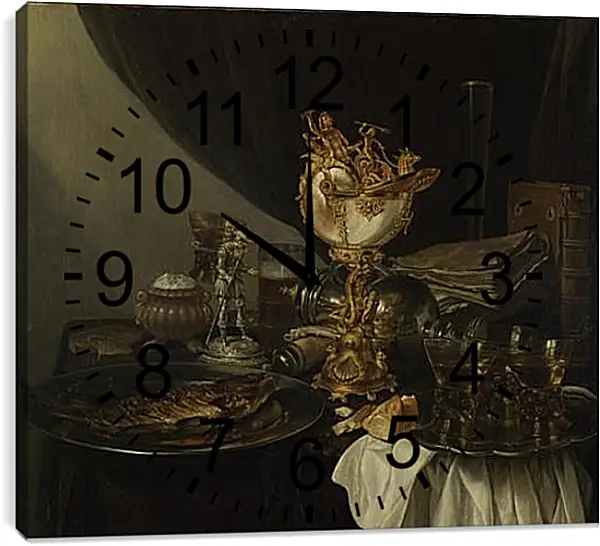 Часы картина - Still Life with a Nautilus Cup. Виллем Клас Хеда Часы картина - Still Life with a Nautilus Cup. Виллем Клас Хеда