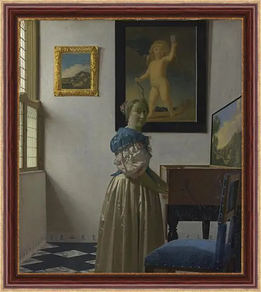 Картина в раме - A Young Woman standing at a Virginal. Ян (Йоханнес) Вермеер Картина в раме - A Young Woman standing at a Virginal. Ян (Йоханнес) Вермеер