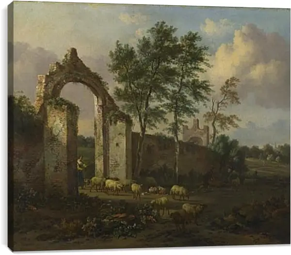 Постер на подрамнике - A Landscape with a Ruined Archway. Ян Вейнантс Постер на подрамнике - A Landscape with a Ruined Archway. Ян Вейнантс