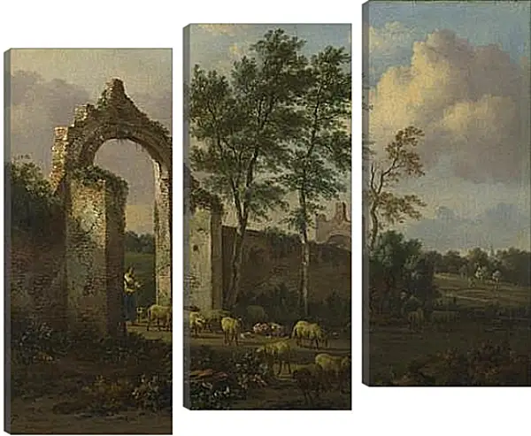 Модульная картина - A Landscape with a Ruined Archway. Ян Вейнантс Модульная картина - A Landscape with a Ruined Archway. Ян Вейнантс