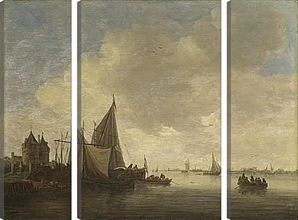 Модульная картина - The Mouth of an Estuary with a Gateway. Ян ван Гойен Модульная картина - The Mouth of an Estuary with a Gateway. Ян ван Гойен