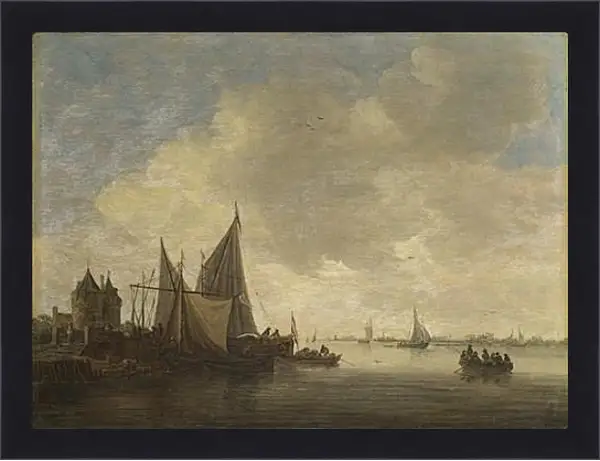Картина в раме - The Mouth of an Estuary with a Gateway. Ян ван Гойен Картина в раме - The Mouth of an Estuary with a Gateway. Ян ван Гойен