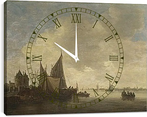 Часы картина - The Mouth of an Estuary with a Gateway. Ян ван Гойен Часы картина - The Mouth of an Estuary with a Gateway. Ян ван Гойен