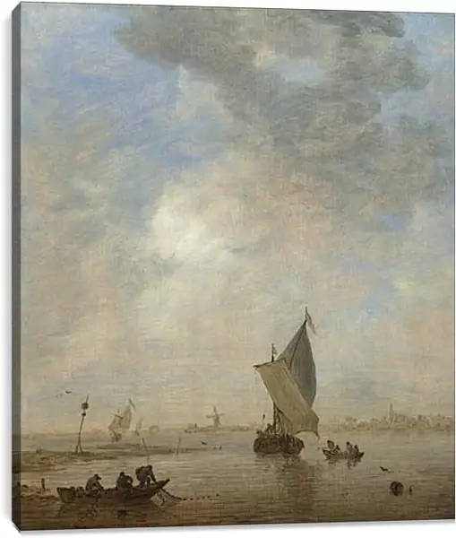 Постер на подрамнике - Fishermen hauling a Net. Ян ван Гойен Постер на подрамнике - Fishermen hauling a Net. Ян ван Гойен