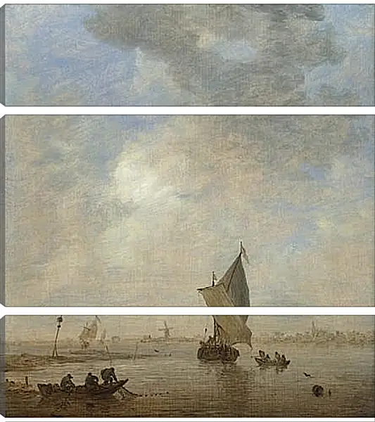 Модульная картина - Fishermen hauling a Net. Ян ван Гойен Модульная картина - Fishermen hauling a Net. Ян ван Гойен