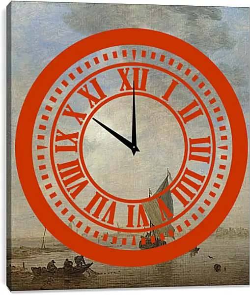 Часы картина - Fishermen hauling a Net. Ян ван Гойен Часы картина - Fishermen hauling a Net. Ян ван Гойен