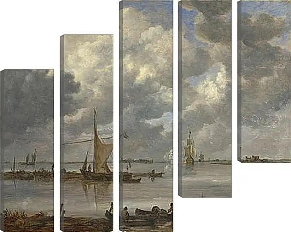 Модульная картина - An Estuary with Fishing Boats and Two Frigates. Ян ван Гойен Модульная картина - An Estuary with Fishing Boats and Two Frigates. Ян ван Гойен