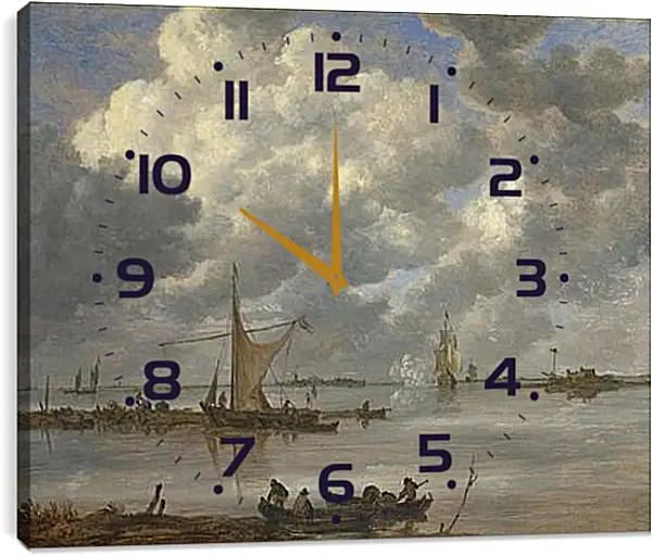 Часы картина - An Estuary with Fishing Boats and Two Frigates. Ян ван Гойен Часы картина - An Estuary with Fishing Boats and Two Frigates. Ян ван Гойен