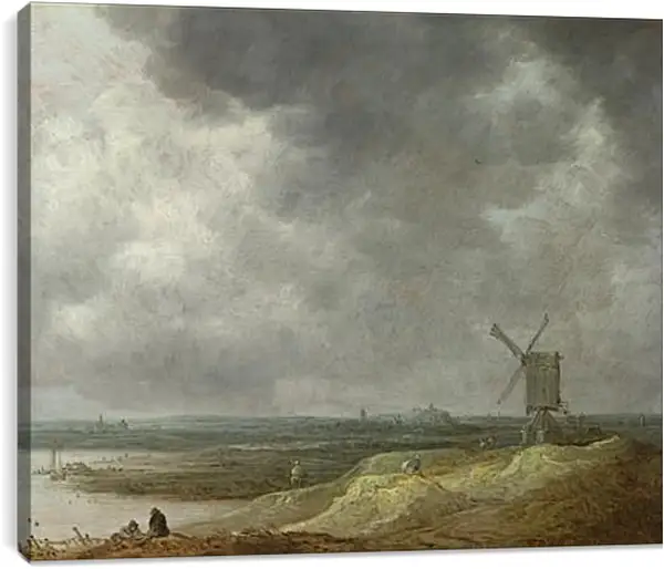 Постер на подрамнике - A Windmill by a River. Ян ван Гойен Постер на подрамнике - A Windmill by a River. Ян ван Гойен