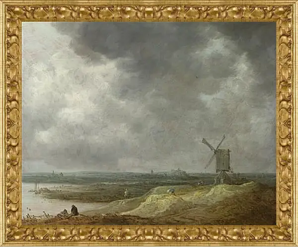 Картина в раме - A Windmill by a River. Ян ван Гойен Картина в раме - A Windmill by a River. Ян ван Гойен