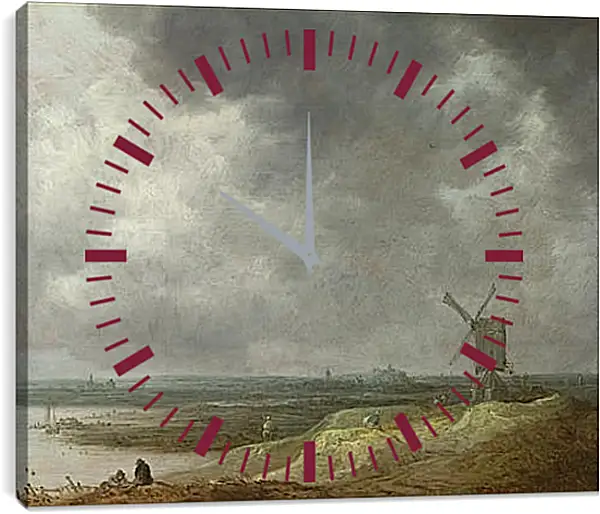 Часы картина - A Windmill by a River. Ян ван Гойен Часы картина - A Windmill by a River. Ян ван Гойен