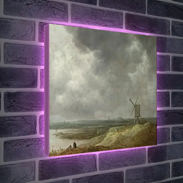 Лайтбокс световая панель - A Windmill by a River. Ян ван Гойен Лайтбокс световая панель - A Windmill by a River. Ян ван Гойен