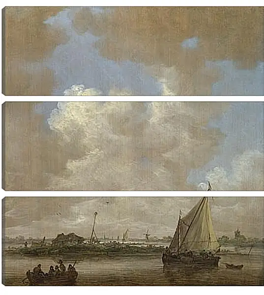 Модульная картина - A River Scene, with a Hut on an Island. Ян ван Гойен Модульная картина - A River Scene, with a Hut on an Island. Ян ван Гойен